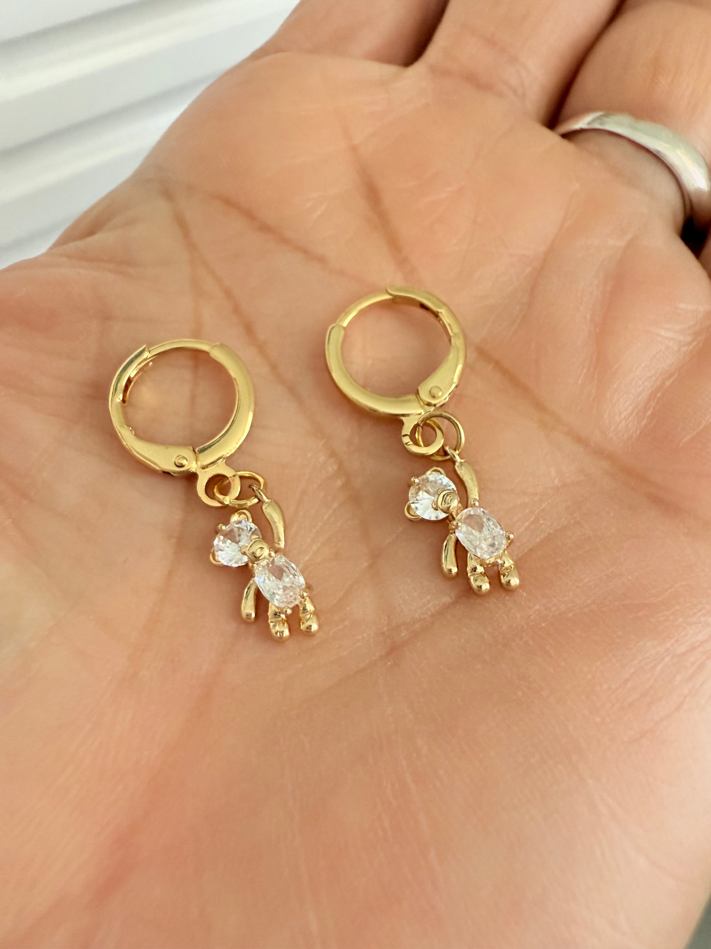 Aretes con osito de cristal