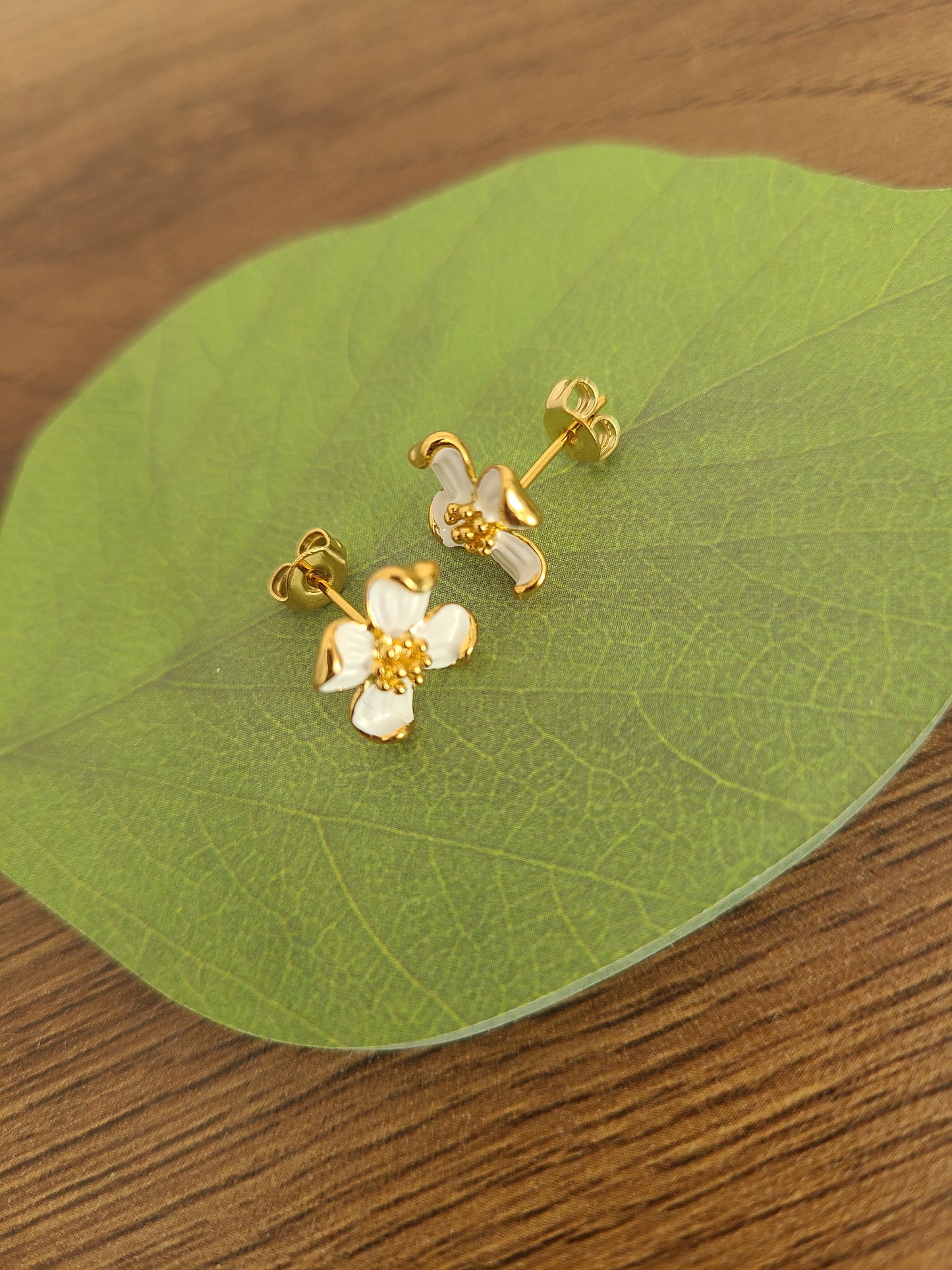 Aretes de Flor blanca.