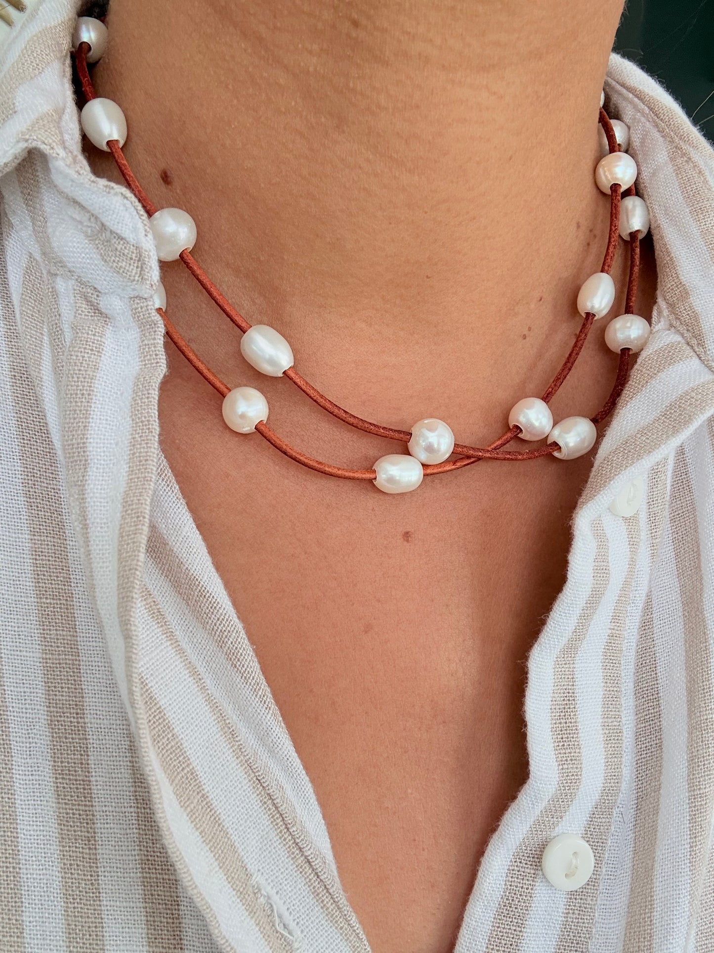 Perlas en cuero