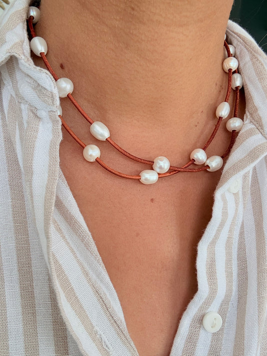 Perlas en cuero