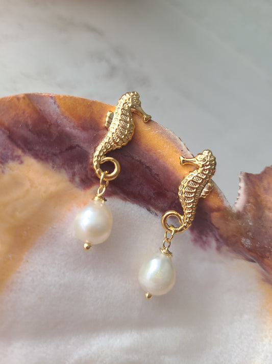 Earrings Golden Seahorse