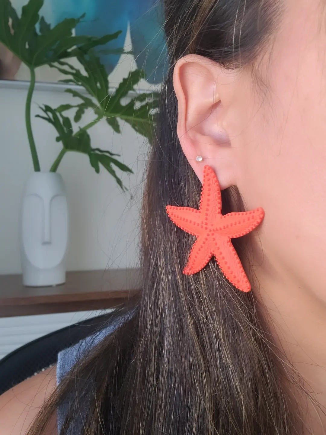 Aretes Estrella de mar Naranja